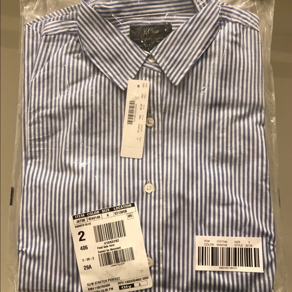 J.Crew Slim Stretch Perfect Shirt Blue Pinstripe - Picture 7 of 9